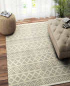GREY AND IVORY KILIM HAND WOVEN DHURRIE