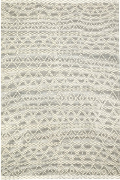 GREY AND IVORY KILIM HAND WOVEN DHURRIE