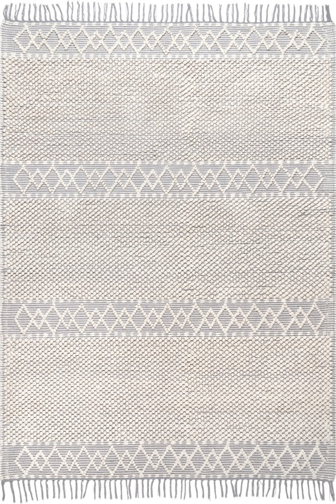 GREY AND IVORY KILIM HAND WOVEN DHURRIE