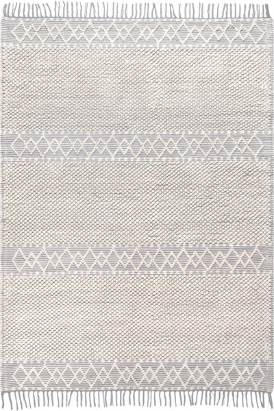 GREY AND IVORY KILIM HAND WOVEN DHURRIE