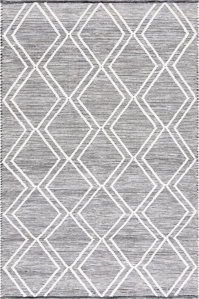 IVORY AND BLACK KILIM HAND WOVEN DHURRIE