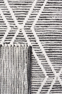 IVORY AND BLACK KILIM HAND WOVEN DHURRIE by Imperial Knots - Image 3