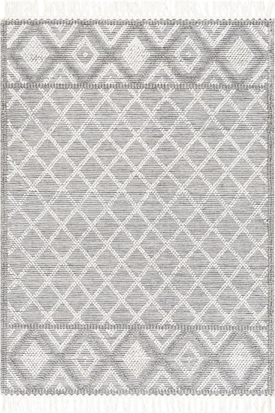 GREY AND IVORY KILIM HAND WOVEN DHURRIE