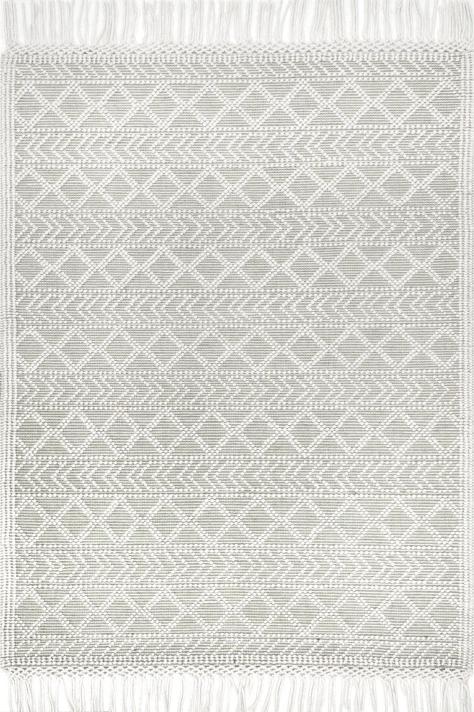 IVORY AND GREY KILIM HAND WOVEN DHURRIE