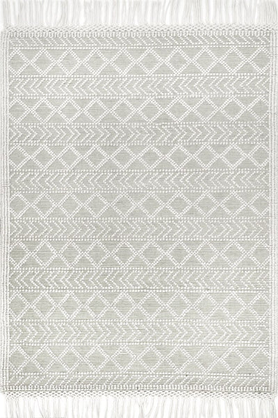 IVORY AND GREY KILIM HAND WOVEN DHURRIE