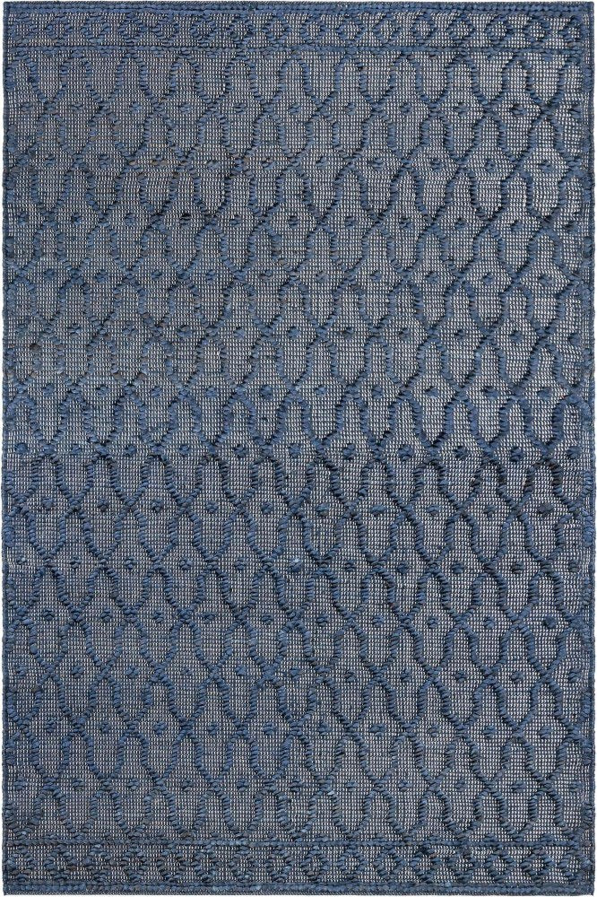 BLUE GEOMETRIC JUTE HAND WOVEN DHURRIE