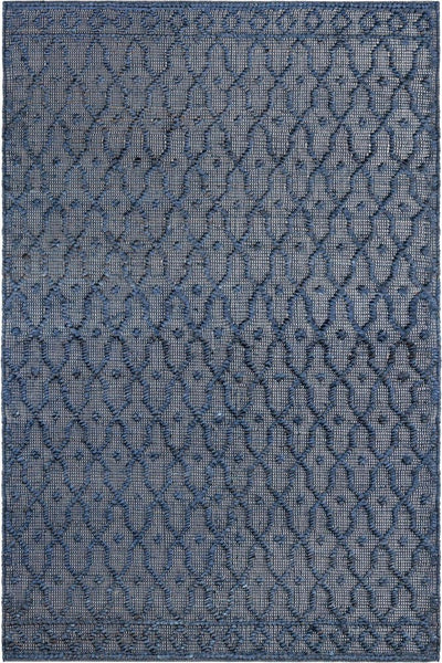 BLUE GEOMETRIC JUTE HAND WOVEN DHURRIE