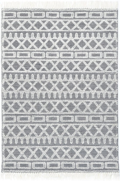 IVORY AND BLACK KILIM HAND WOVEN DHURRIE