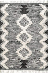 IVORY AND BLACK KILIM HAND WOVEN DHURRIE by Imperial Knots - Image 1