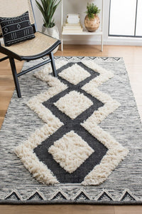 IVORY AND BLACK KILIM HAND WOVEN DHURRIE by Imperial Knots - Image 2