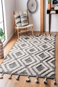 IVORY AND BLACK KILIM HAND WOVEN DHURRIE by Imperial Knots - Image 2