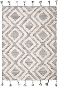 IVORY AND GREY KILIM HAND WOVEN DHURRIE by Imperial Knots - Image 1
