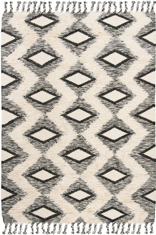IVORY AND BLACK KILIM HAND WOVEN DHURRIE by Imperial Knots - Image 1