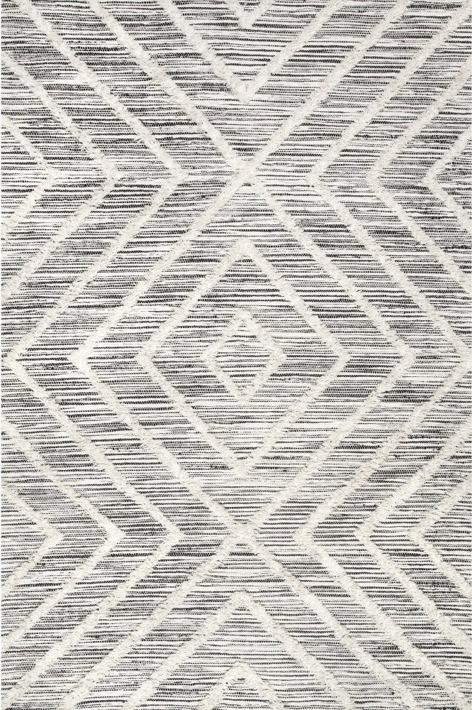 IVORY AND BLACK KILIM HAND WOVEN DHURRIE