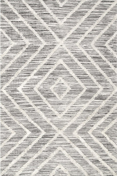 IVORY AND BLACK KILIM HAND WOVEN DHURRIE