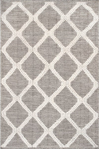 Ivory and black geometric kilim hand woven dhurrie wool hand-woven rug for