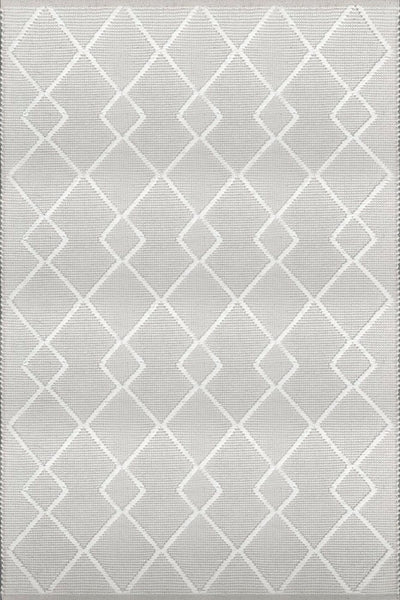 LIGHT GREY GEOMETRIC KILIM HAND WOVEN DHURRIE