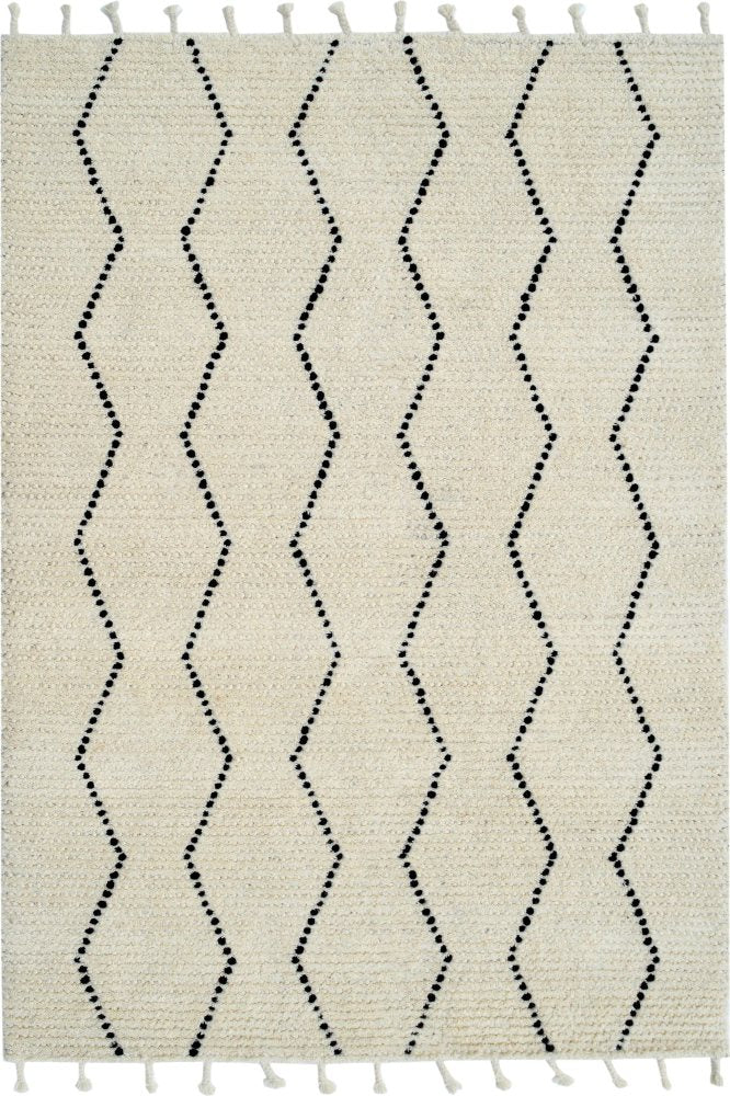 IVORY AND BLACK GEOMETRIC KILIM HAND WOVEN DHURRIE
