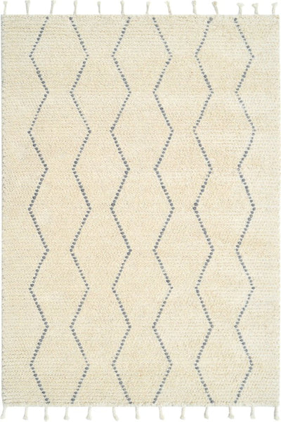 IVORY AND GREY GEOMETRIC KILIM HAND WOVEN DHURRIE