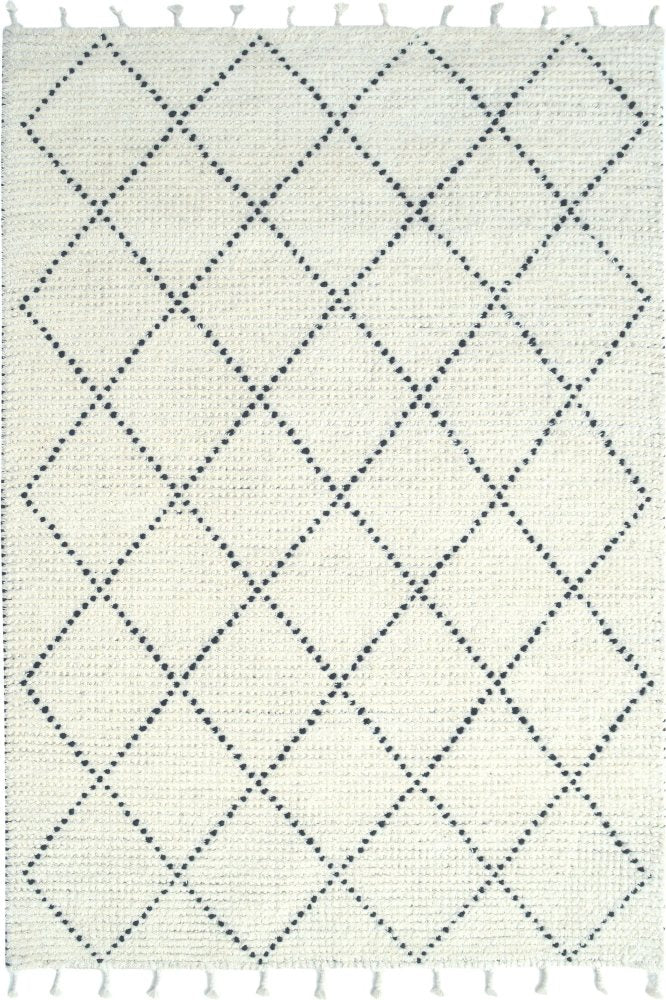 IVORY AND BLACK GEOMETRIC KILIM HAND WOVEN DHURRIE