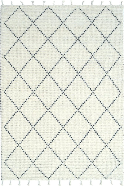 IVORY AND BLACK GEOMETRIC KILIM HAND WOVEN DHURRIE