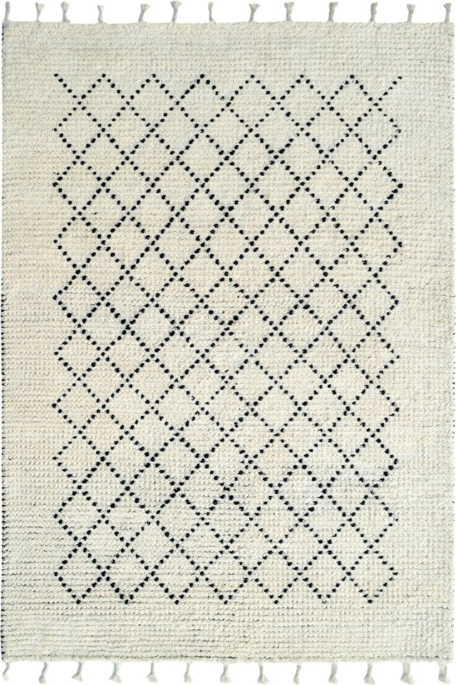 IVORY AND BLACK GEOMETRIC KILIM HAND WOVEN DHURRIE