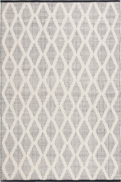 IVORY AND BLACK GEOMETRIC KILIM HAND WOVEN DHURRIE