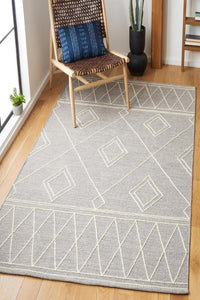 GREY GEOMETRIC KILIM HAND WOVEN DHURRIE by Imperial Knots - Image 2