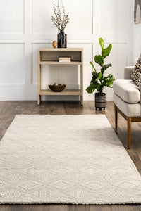 IVORY AND GREY GEOMETRIC KILIM HAND WOVEN DHURRIE by Imperial Knots - Image 2