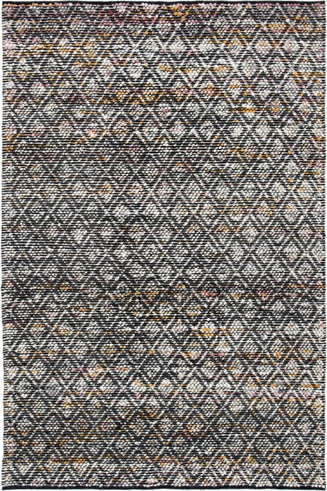 BLACK MULTICOLOR GEOMETRIC KILIM HAND WOVEN DHURRIE