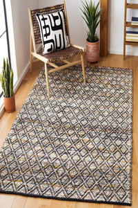 BLACK MULTICOLOR GEOMETRIC KILIM HAND WOVEN DHURRIE by Imperial Knots - Image 2