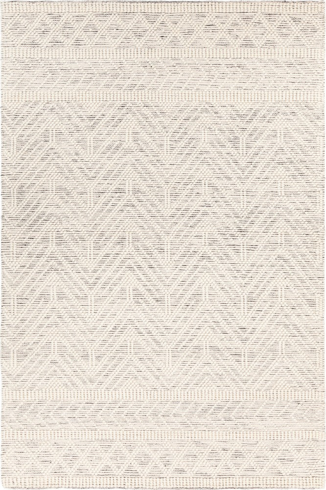 IVORY AND GREY GEOMETRIC KILIM HAND WOVEN DHURRIE
