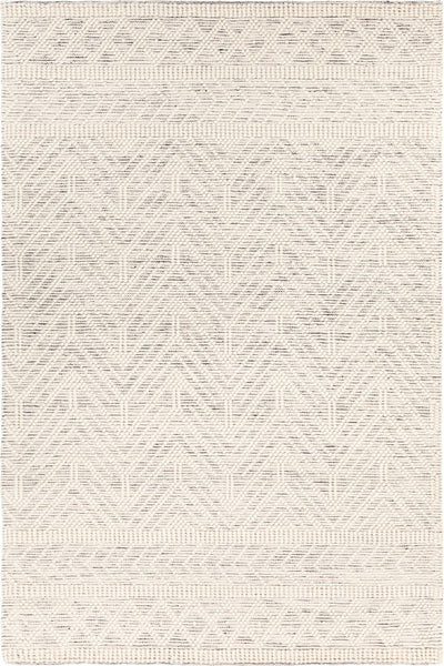 IVORY AND GREY GEOMETRIC KILIM HAND WOVEN DHURRIE
