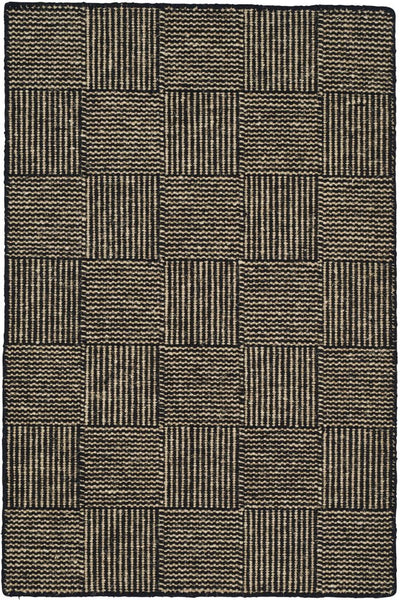 BEIGE AND BLACK GEOMETRIC HAND WOVEN DHURRIE
