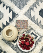 IVORY BLUE  HAND WOVEN KILIM DHURRIE CLOSEUP by Imperial Knots