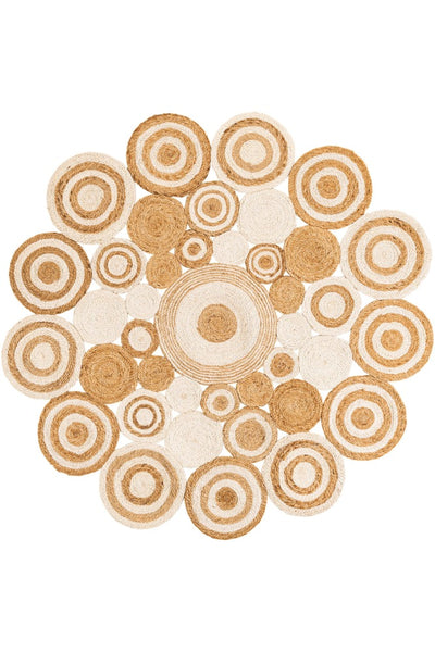 IVORY NATURAL SOLID HAND WOVEN ROUND JUTE RUG