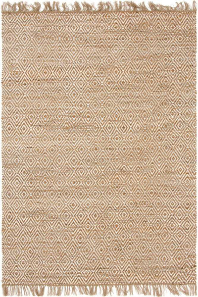 IVORY NATURAL GEOMETRIC HAND WOVEN JUTE RUG