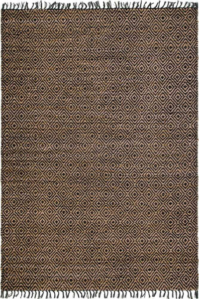 BLACK NATURAL GEOMETRIC HAND WOVEN JUTE RUG