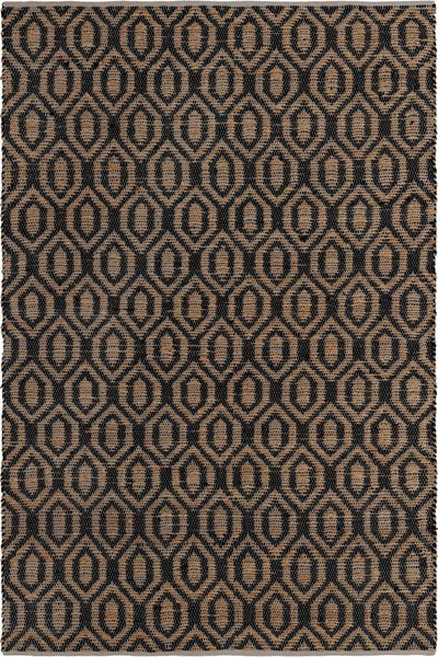 BLACK NATURAL GEOMETRIC HAND WOVEN JUTE RUG