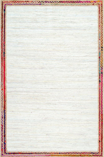 IVORY CHINDI AND JUTE HAND WOVEN DHURRIE