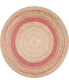 PINK AND NATURAL ROUND JUTE HAND WOVEN DHURRIE