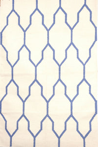 IVORY BLUE TRELLIS HAND WOVEN DHURRIE by Imperial Knots - Image 1