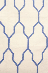 IVORY BLUE TRELLIS HAND WOVEN DHURRIE by Imperial Knots - Image 3