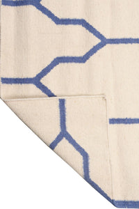 IVORY BLUE TRELLIS HAND WOVEN DHURRIE by Imperial Knots - Image 4