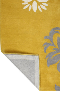 YELLOW DAMASK HAND TUFTED CARPET by Imperial Knots - Image 4