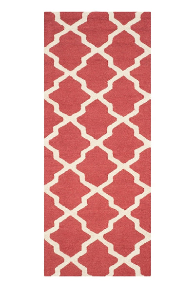 RED TRELLIS HAND TUFTED RUNNER CARPET