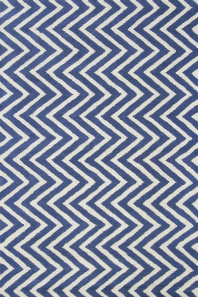 BLUE CHEVRON HAND TUFTED CARPET