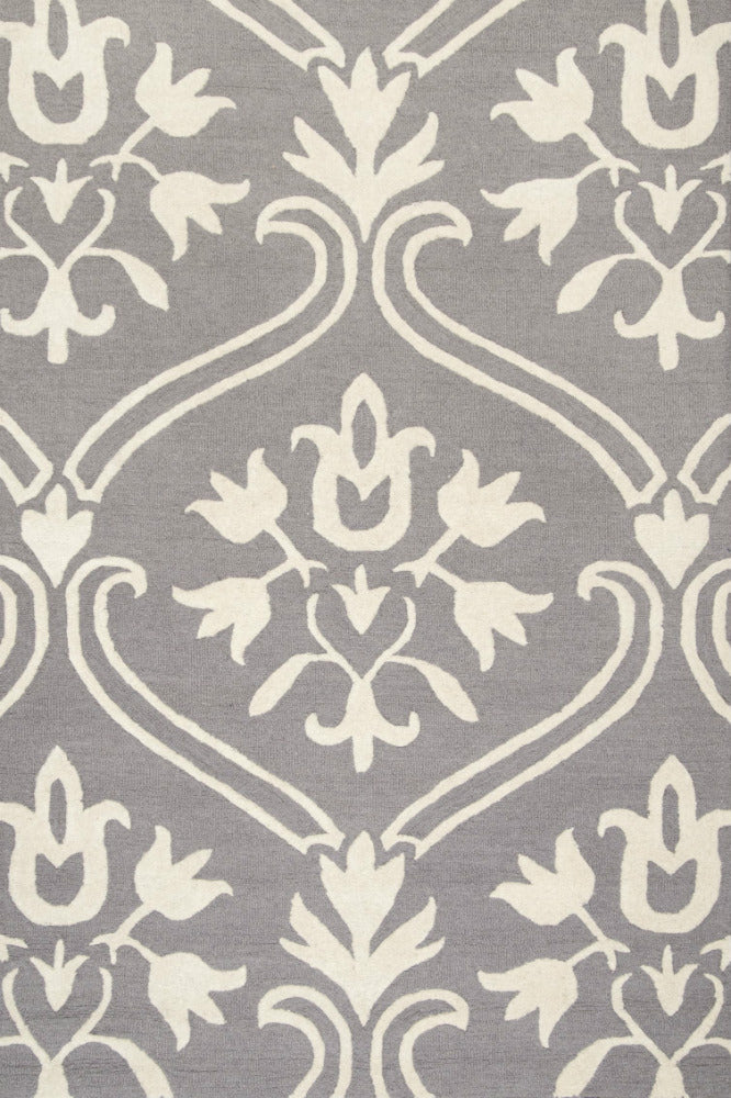 GREY DAMASK HAND TUFTED CARPET