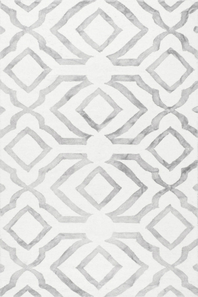 IVORY GREY DIP DYED TRELLIS HAND TUFTED CARPET