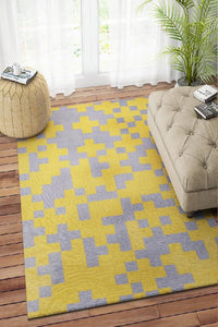 YELLOW PIXEL HAND TUFTED CARPET by Imperial Knots - Image 2